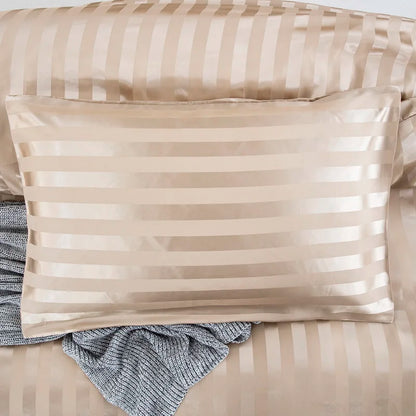 Parure Housse de couette rayée en Satin