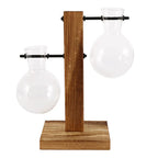Vase en Verre sur Support Bois