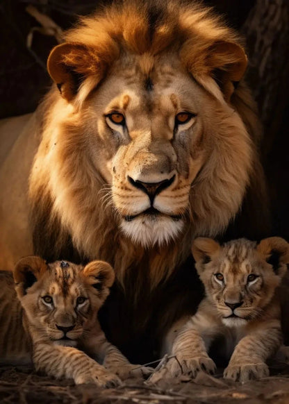 Tableau Moderne Famille Lion