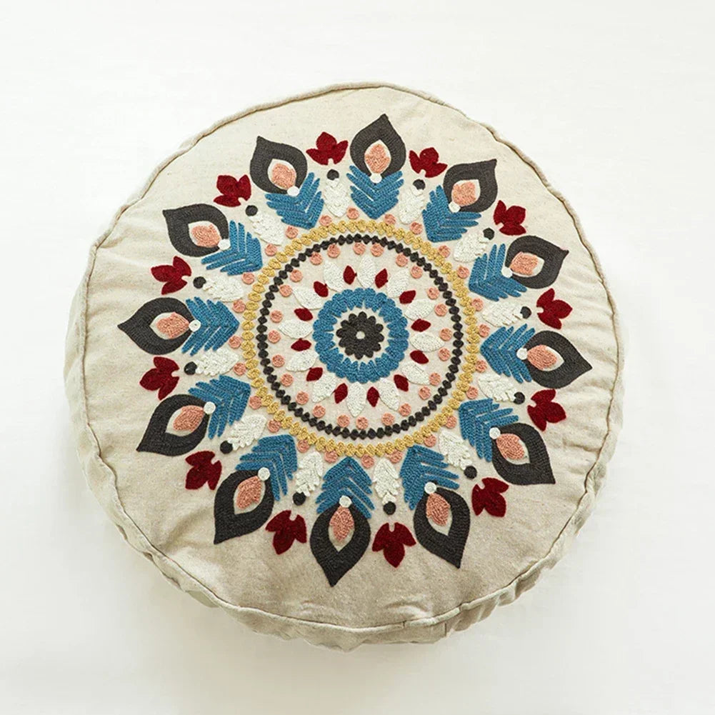 Housse de Coussin Ronde Ethnique Marocaine