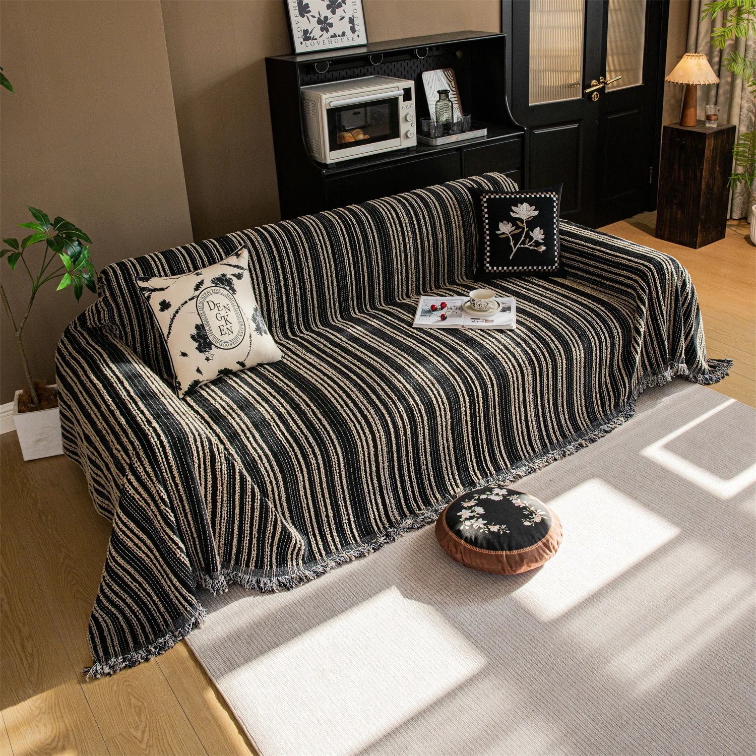 Housse de Canapé en Polaire Jacquard