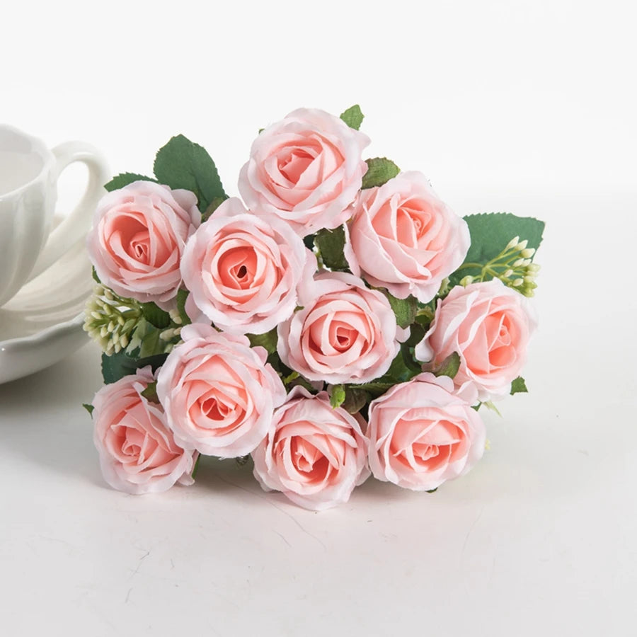 Fleur Artificielle Bouquet de Rose en Soie