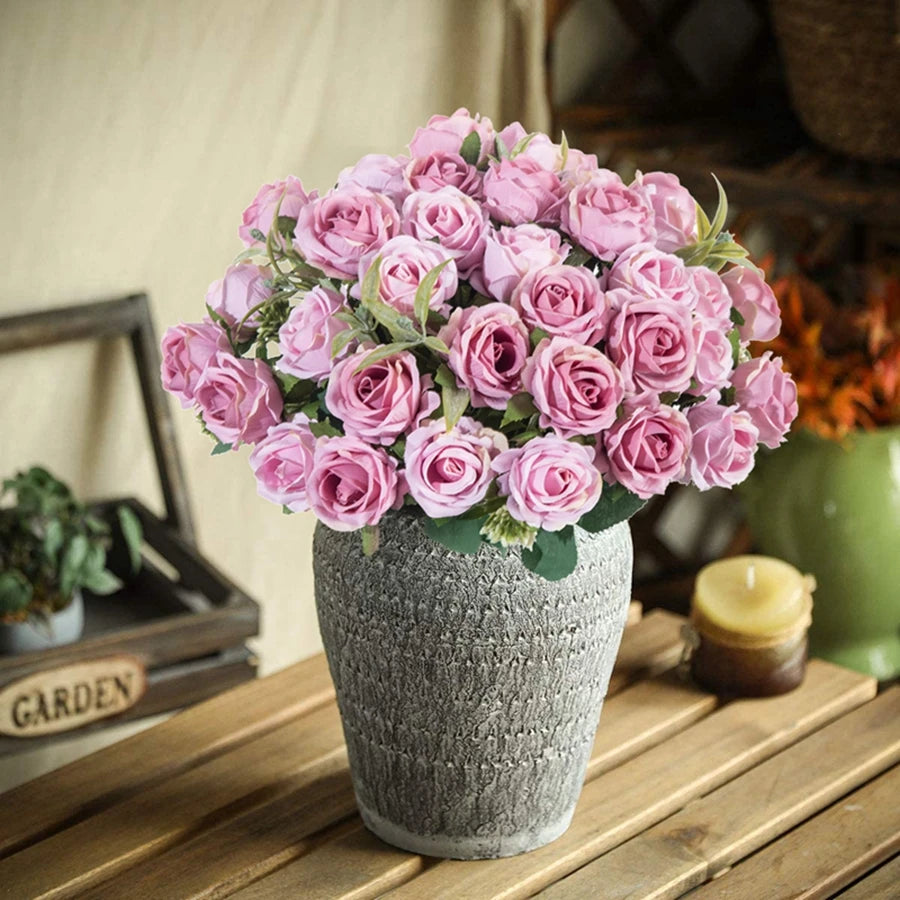 Fleur Artificielle Bouquet de Rose en Soie