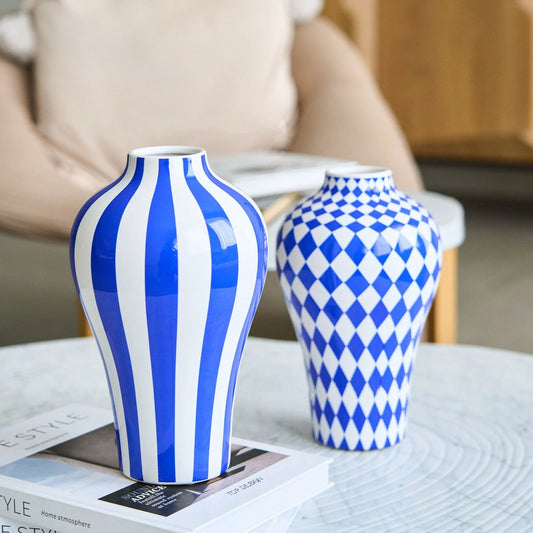 Vase en Céramique Bleu à motifs