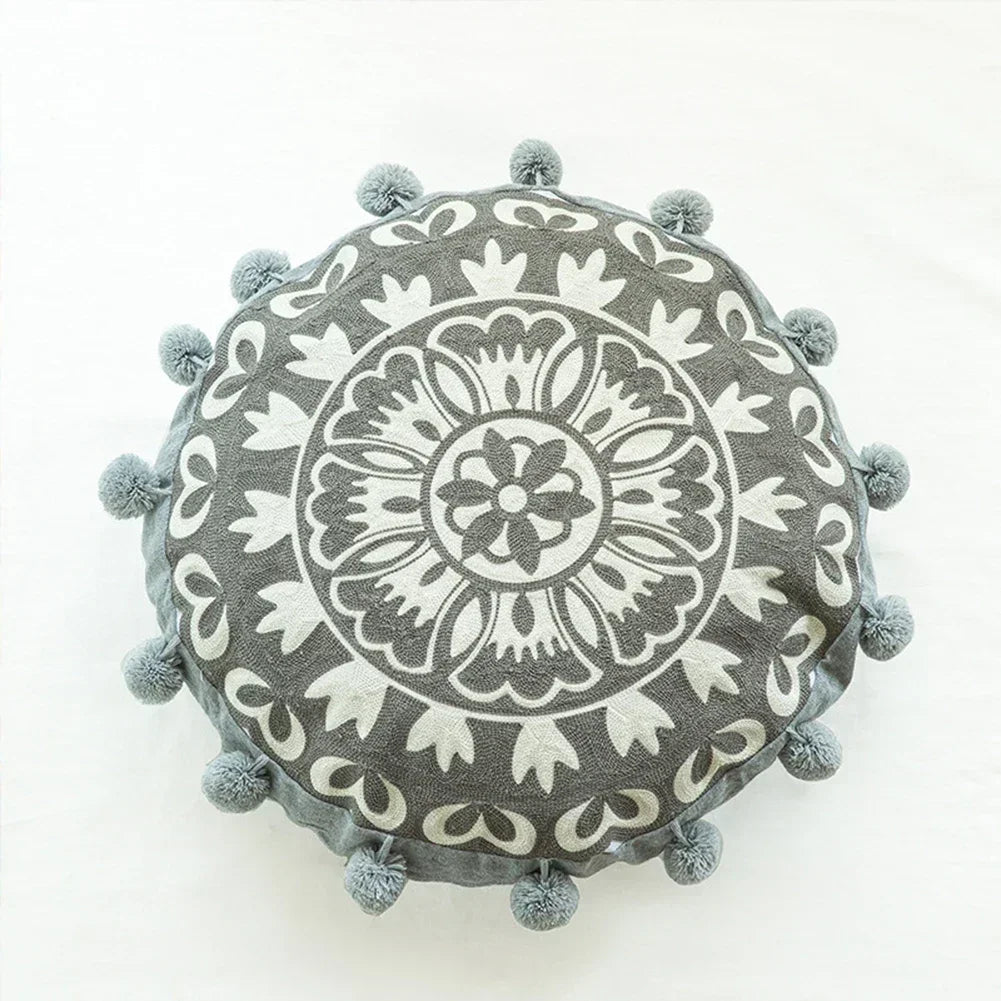 Housse de Coussin Ronde Ethnique Marocaine