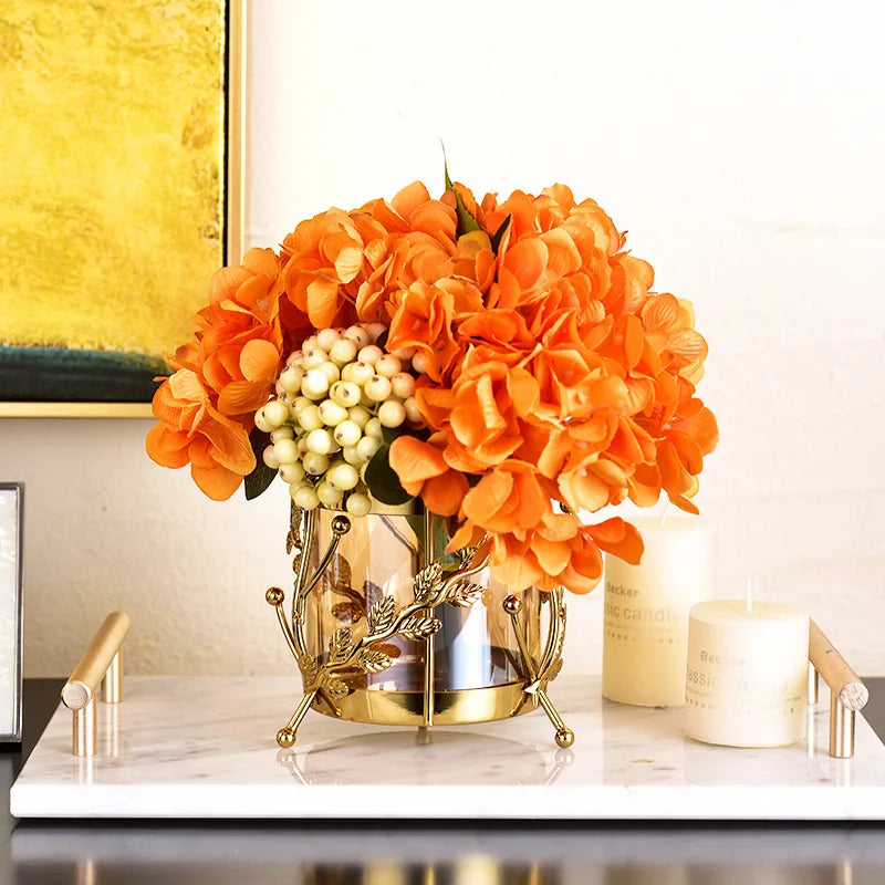 Vase en Verre et Métal Doré