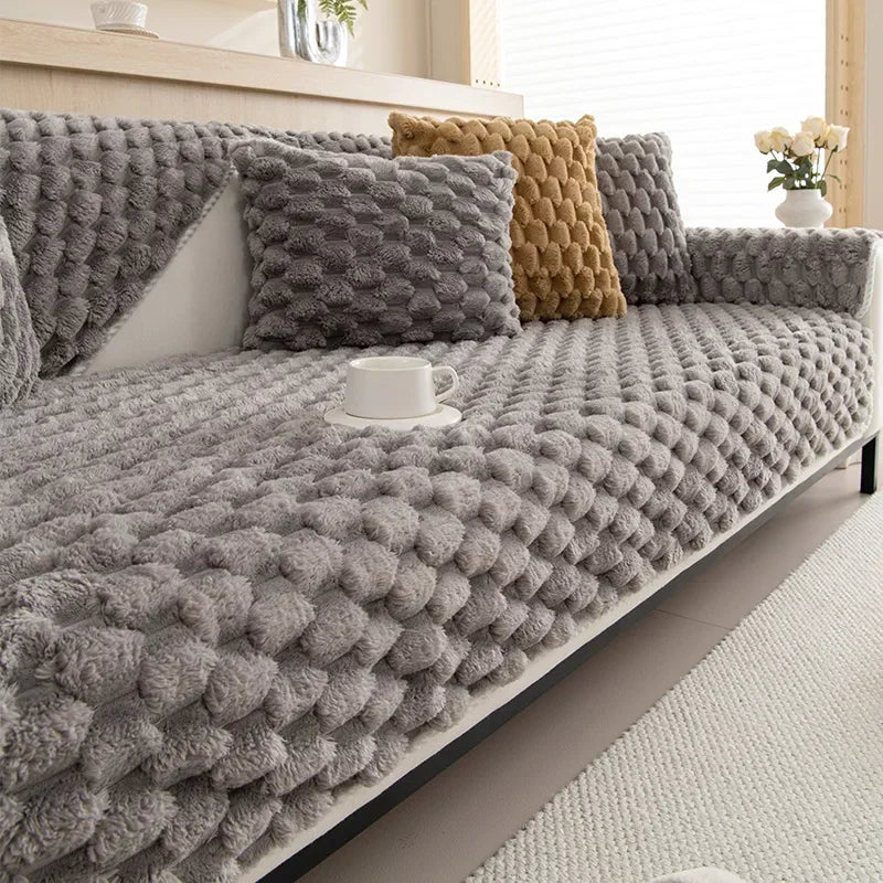 Housse de canapé d'hiver épaisse en peluche