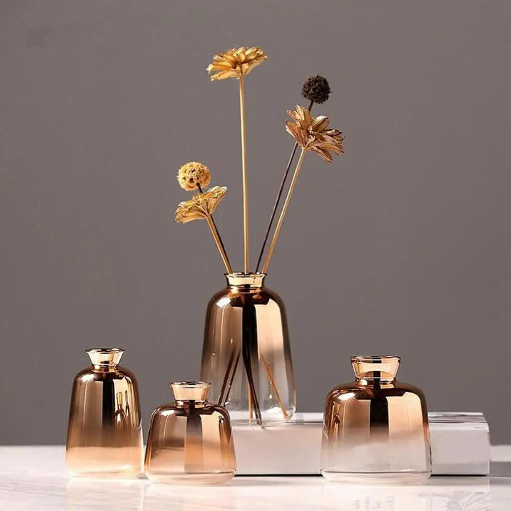 Vase en Verre Doré Transparent