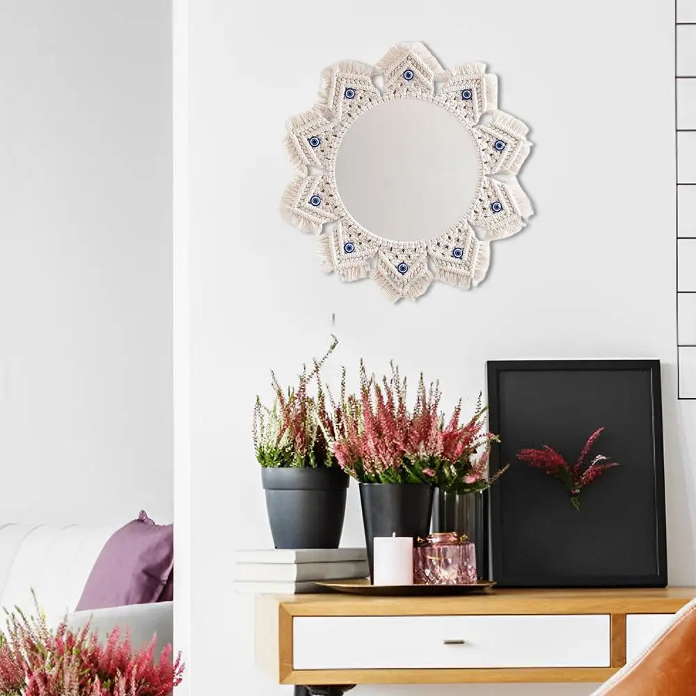 Miroir Décoratif Bohème en Macramé