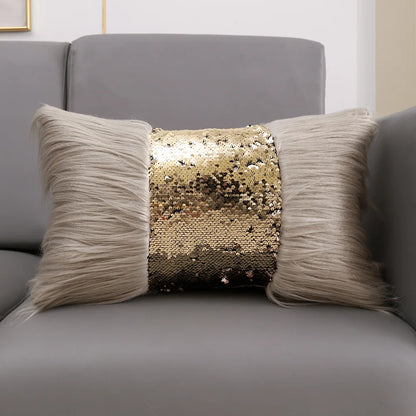 Housse de Coussin  Fourrure et paillettes