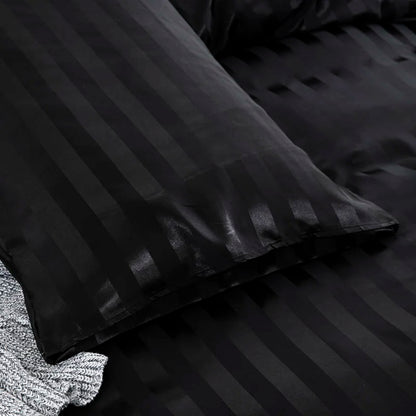 Parure Housse de couette rayée en Satin