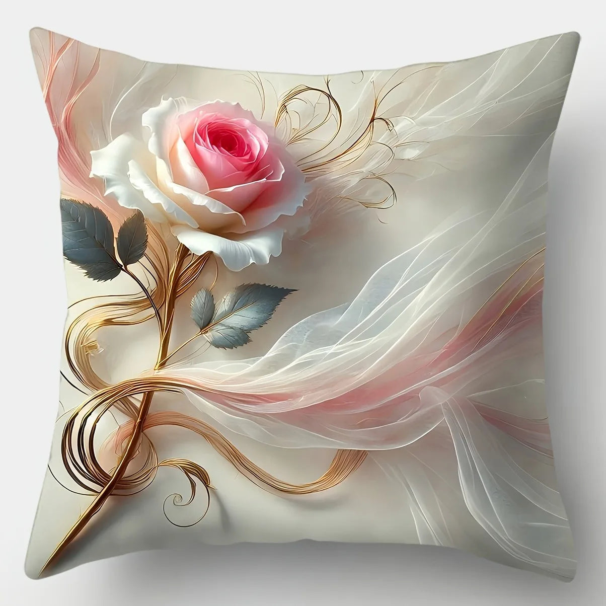 Housse de Coussin Motif Rose