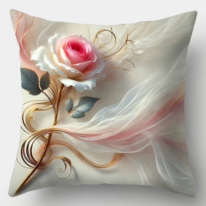 Housse de Coussin Motif Rose
