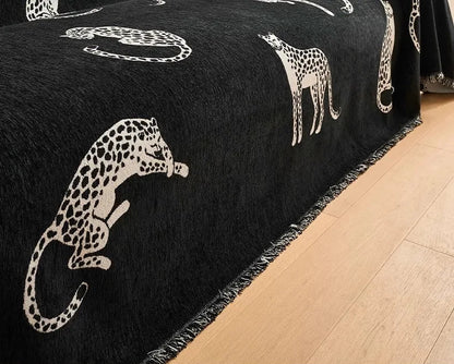 Housse de Canapé en Chenille Léopard