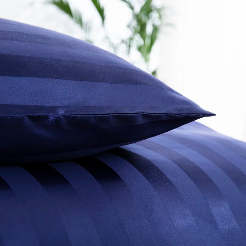 Parure Housse de couette rayée en Satin