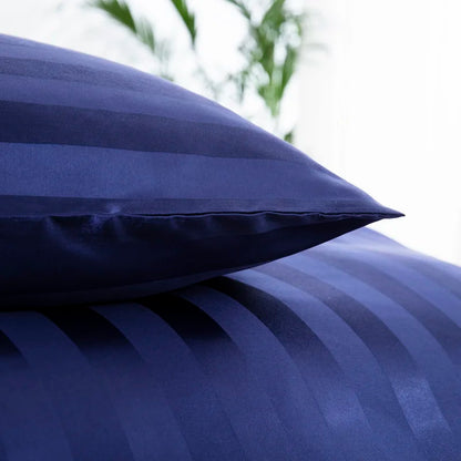 Parure Housse de couette rayée en Satin