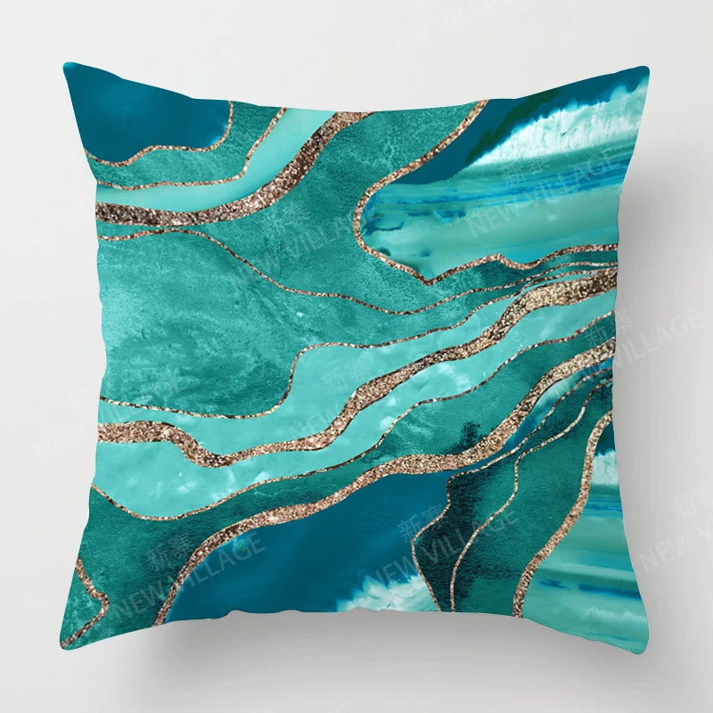 Housse de Coussin Verte Abstraite