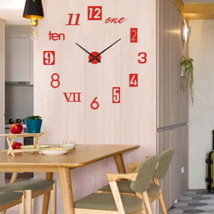 Grande Horloge Murale 3D silencieuse