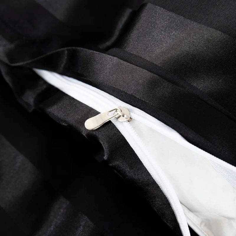 Parure Housse de couette rayée en Satin