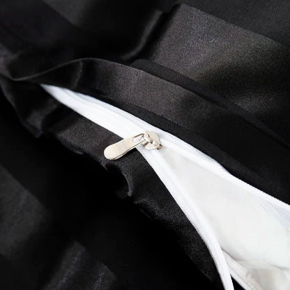 Parure Housse de couette rayée en Satin