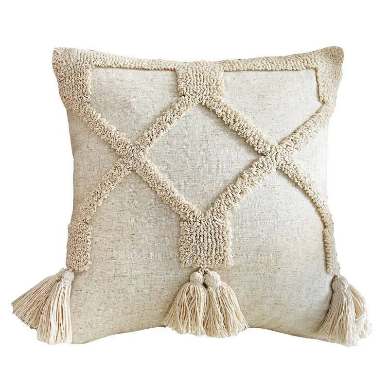 Housse de Coussin à Pompons style Bohème Nordique