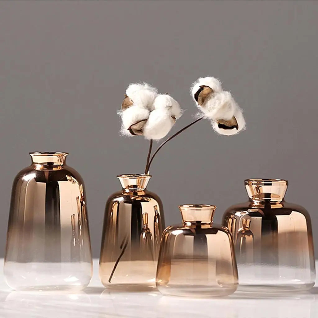 Vase en Verre Doré Transparent