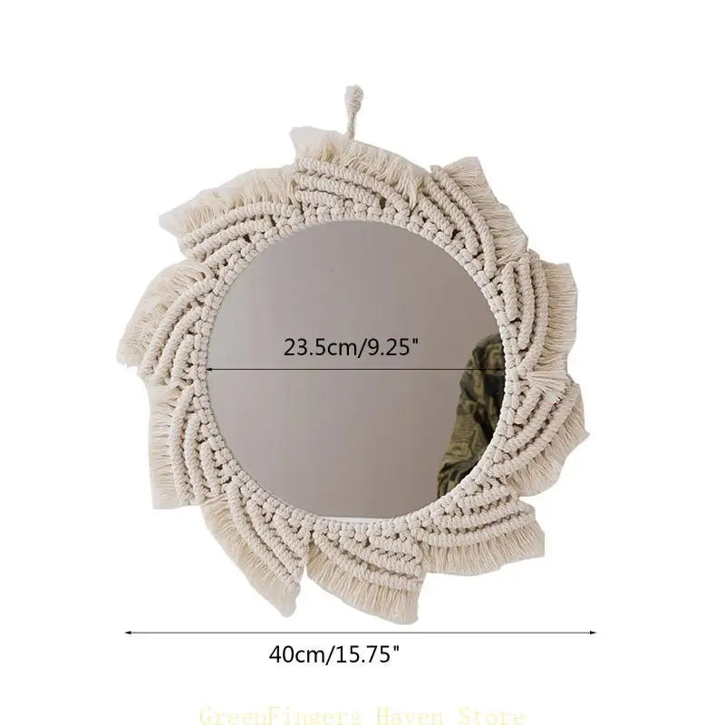 Miroir Mural Bohème en Macramé tissé main