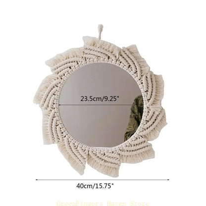 Miroir Mural Bohème en Macramé tissé main