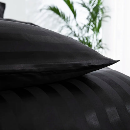 Parure Housse de couette rayée en Satin