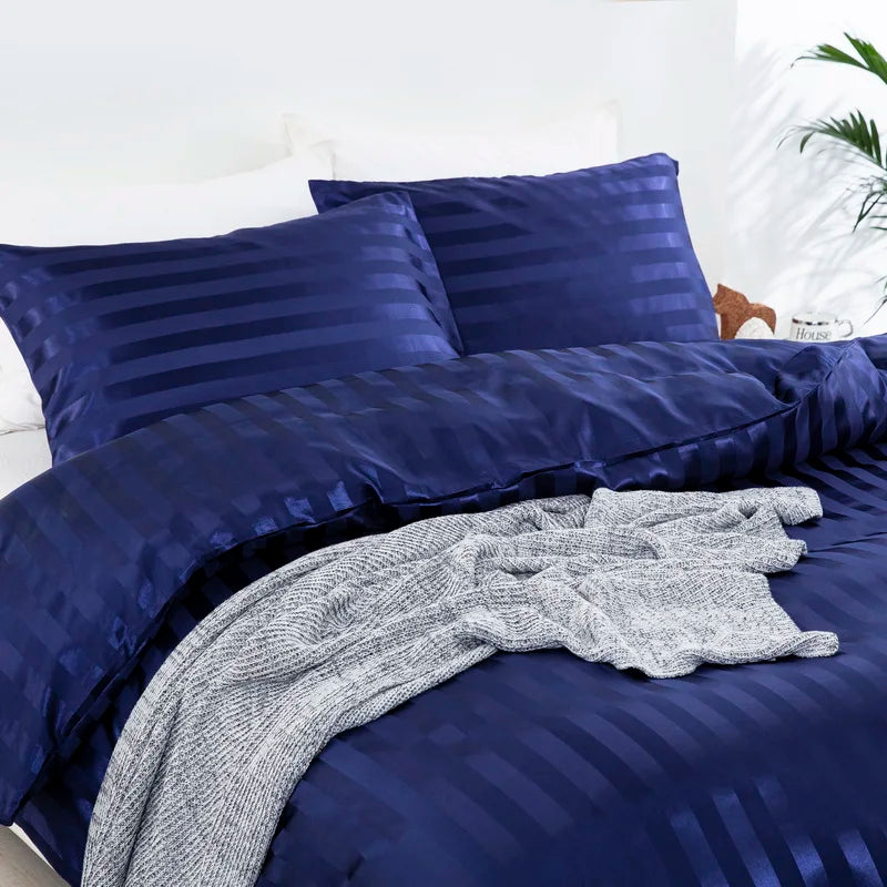 Parure Housse de couette rayée en Satin