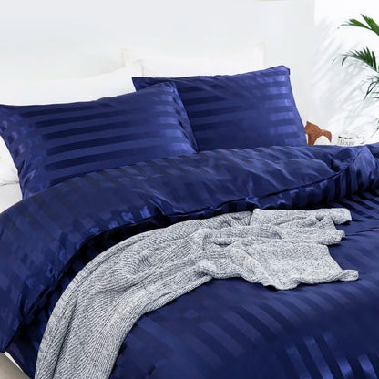Parure Housse de couette rayée en Satin