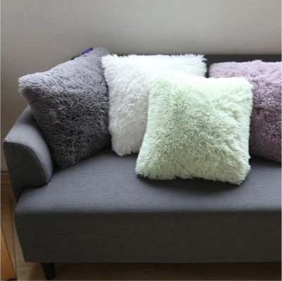 Housse de Coussin en Peluche et Fourrure de velours