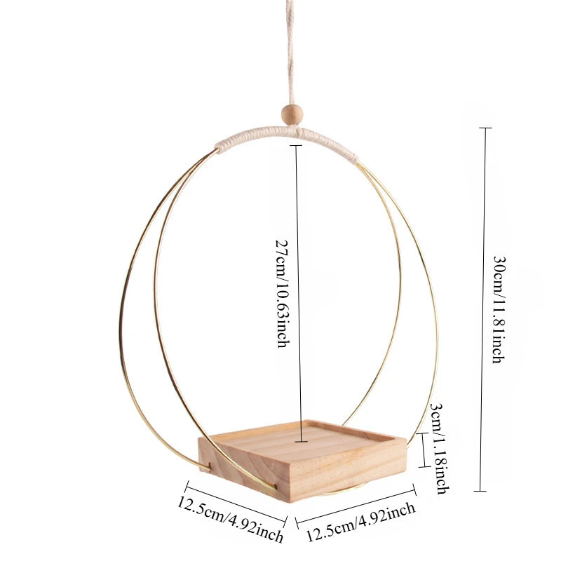 Macramé Suspendue en Bois Naturel - Jardinière