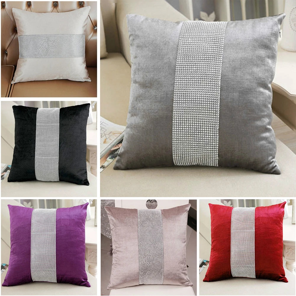 Housses de Coussin Décoratives à Paillettes et Strass