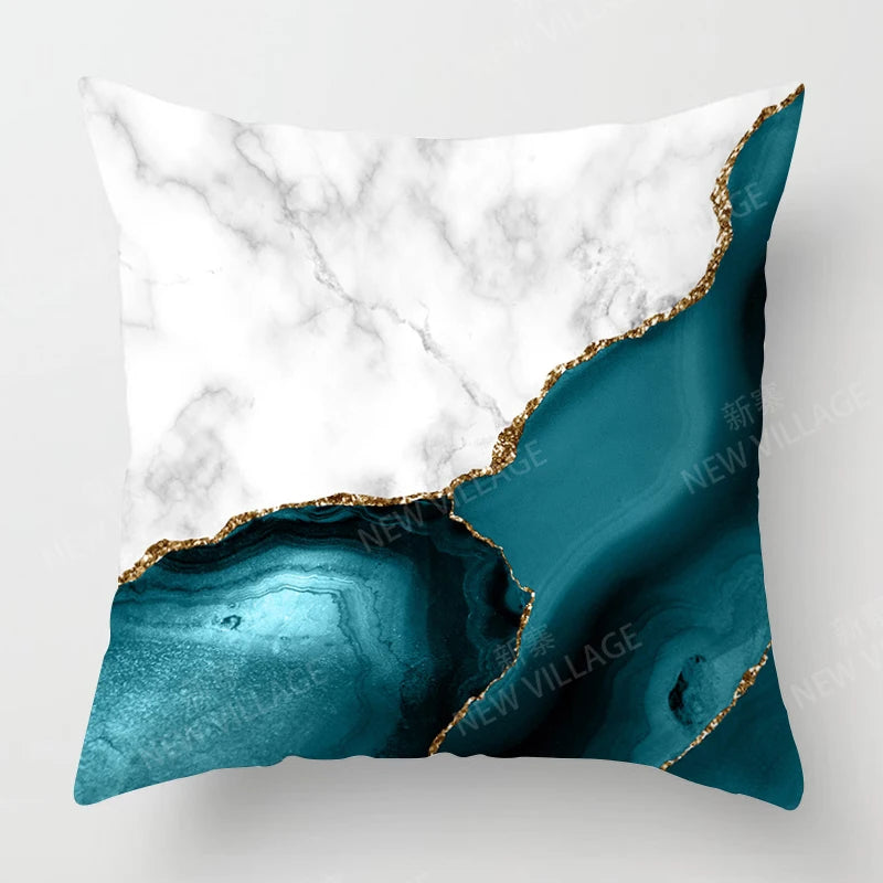Housse de Coussin Abstraite Bleu Vert