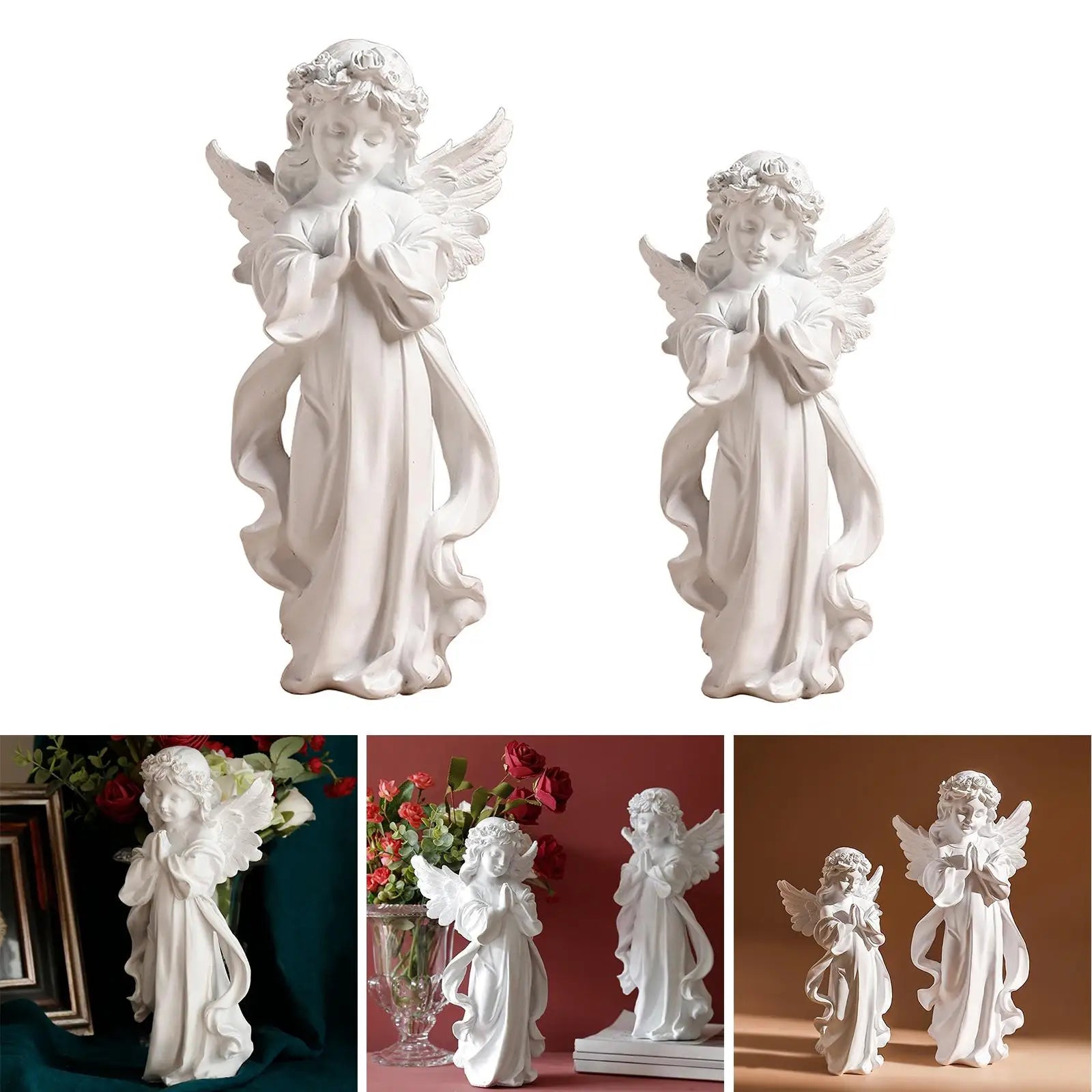Figurine d’ange en prière en résine