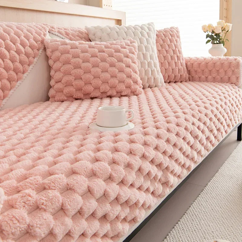 Housse de canapé d'hiver épaisse en peluche