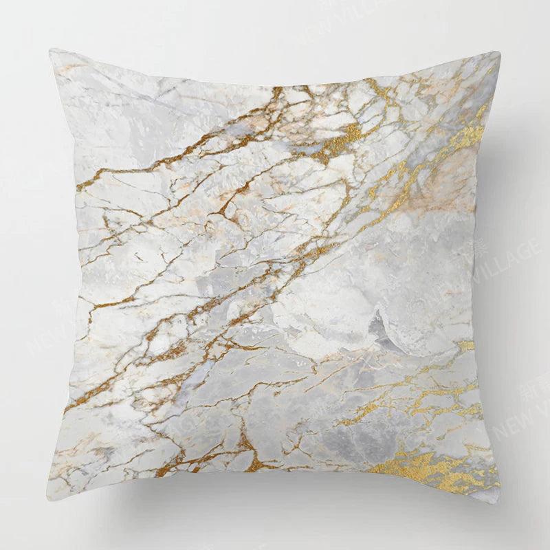 Housse de Coussin Géométrique Marbre