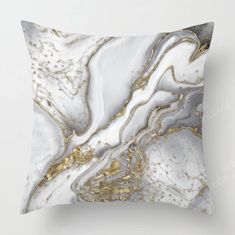 Housse de Coussin Géométrique Marbre