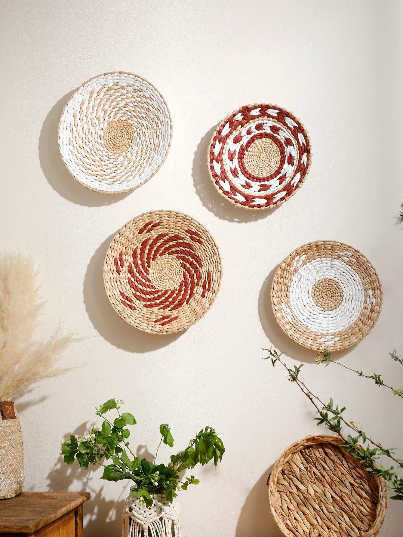 Panier mural en jonc de mer fait main