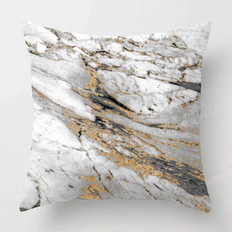 Housse de Coussin Géométrique Marbre
