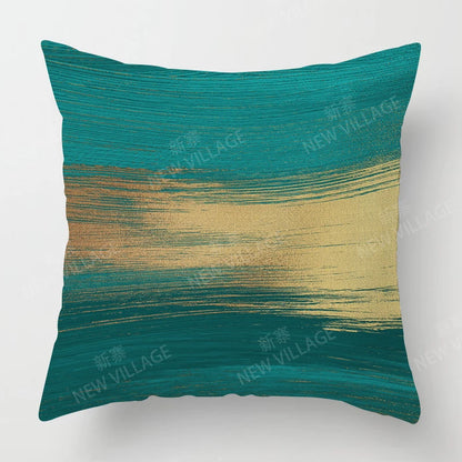 Housse de Coussin Abstraite Bleu Vert