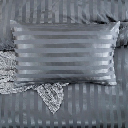Parure Housse de couette rayée en Satin