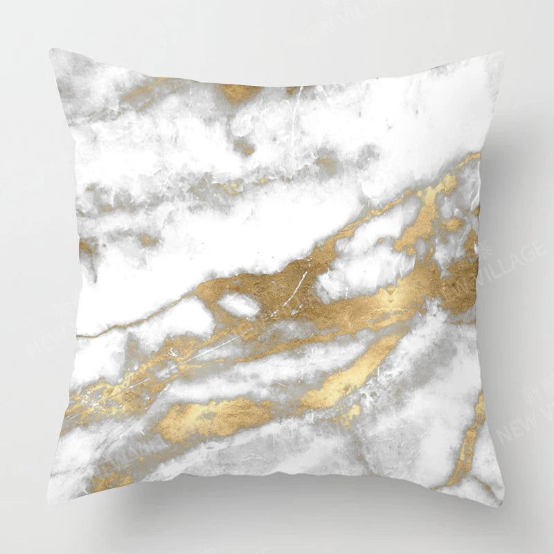 Housse de Coussin Géométrique Marbre
