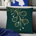 Housse de Coussin Carrée à Motif Feuilles Vertes