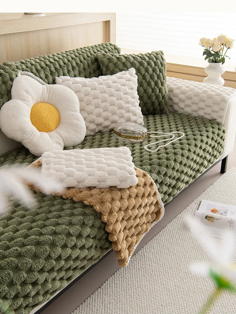 Housse de canapé d'hiver épaisse en peluche
