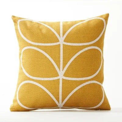 Housse de Coussin en Lin à fleurs géométriques modernes