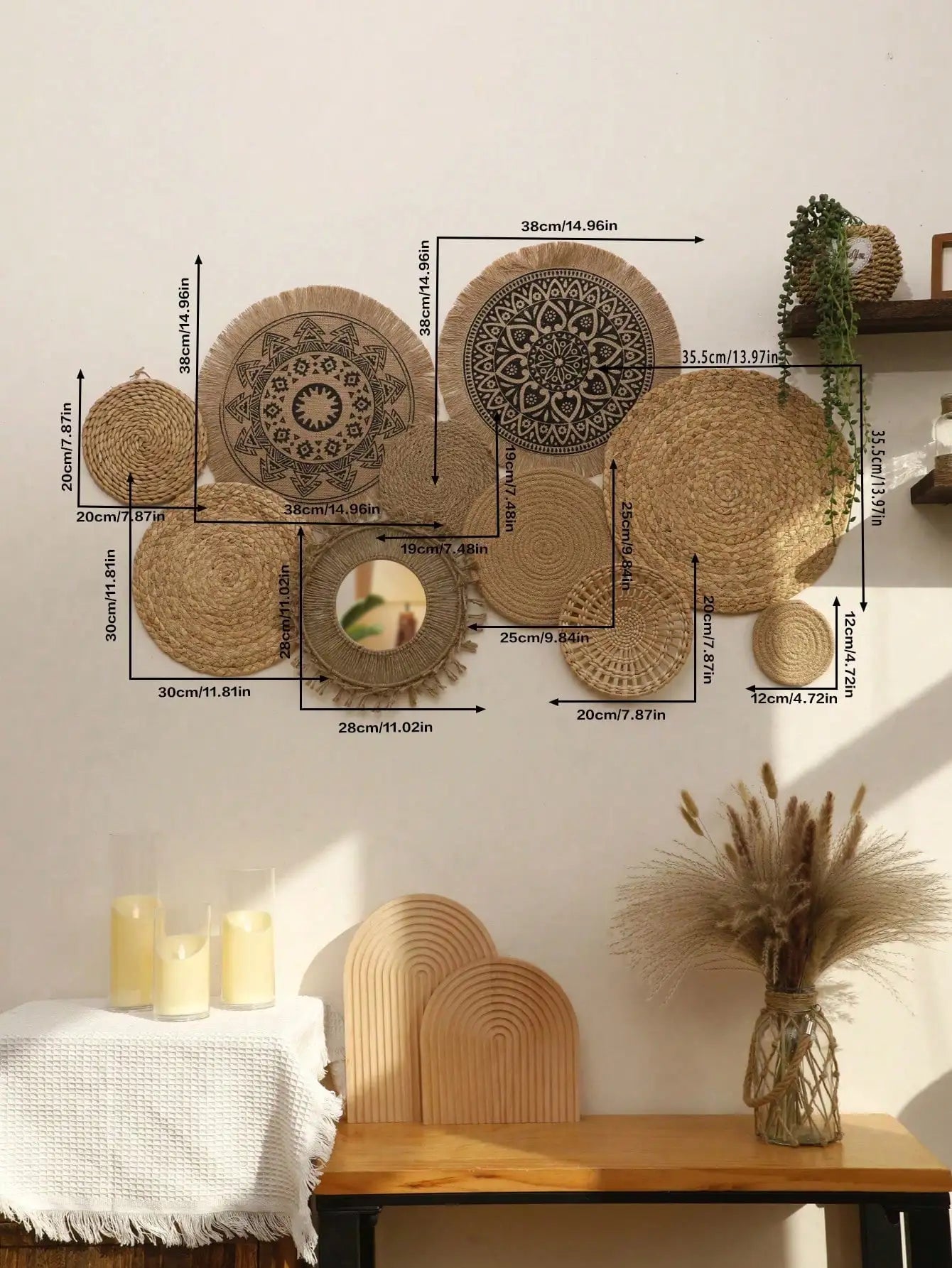 Panier Mural Rond en Jonc de Mer