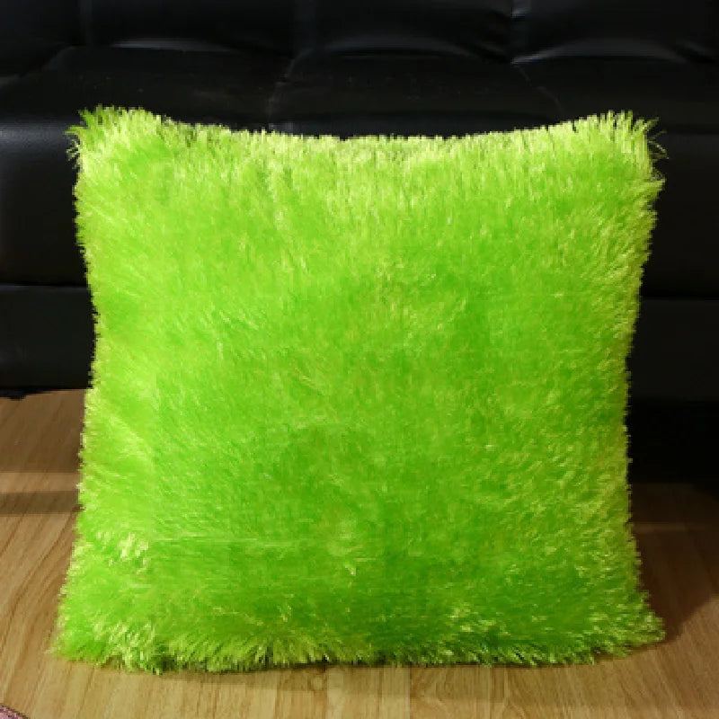 Housse de Coussin en Peluche et Fourrure de velours