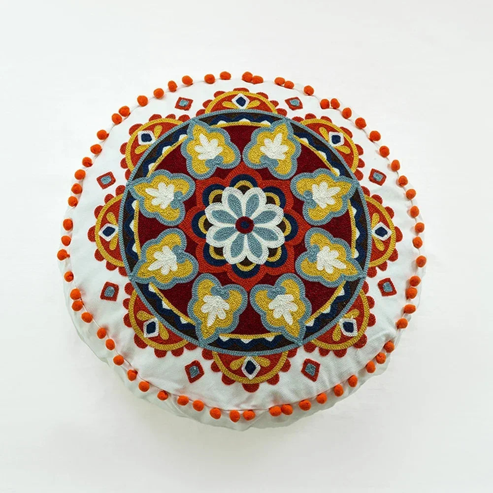 Housse de Coussin Ronde Ethnique Marocaine